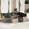 Image de vidaXL Salon de jardin avec coussins 7 pcs gris clair résine tressée