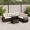 Image de vidaXL Salon de jardin avec coussins 7 pcs marron résine tressée
