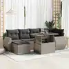 Image de vidaXL Salon de jardin avec coussins 7 pcs gris résine tressée