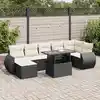 Image de vidaXL Salon de jardin 8 pcs avec coussins noir résine tressée
