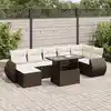Image de vidaXL Salon de jardin 8 pcs avec coussins marron résine tressée