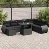 Image de vidaXL Salon de jardin 9 pcs avec coussins noir résine tressée