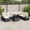 Image de vidaXL Salon de jardin 9 pcs avec coussins noir résine tressée