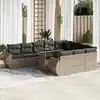 Image de vidaXL Salon de jardin 11 pcs avec coussins gris résine tressée