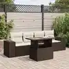 Image de vidaXL Salon de jardin avec coussins 5 pcs marron résine tressée