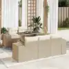 Image de vidaXL Salon de jardin avec coussins 6 pcs beige résine tressée