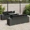 Image de vidaXL Salon de jardin 7 pcs avec coussins noir résine tressée