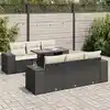 Image de vidaXL Salon de jardin 7 pcs avec coussins noir résine tressée