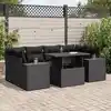 Image de vidaXL Salon de jardin 7 pcs avec coussins noir résine tressée