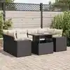 Image de vidaXL Salon de jardin 7 pcs avec coussins noir résine tressée