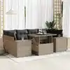 Image de vidaXL Salon de jardin avec coussins 7 pcs gris résine tressée
