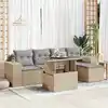 Image de vidaXL Salon de jardin avec coussins 6 pcs beige résine tressée