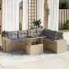 Image de vidaXL Salon de jardin avec coussins 7 pcs beige résine tressée