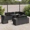 Image de vidaXL Salon de jardin 9 pcs avec coussins noir résine tressée