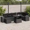 Image de vidaXL Salon de jardin 8 pcs avec coussins noir résine tressée