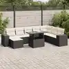 Image de vidaXL Salon de jardin 9 pcs avec coussins noir résine tressée