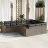 Image de vidaXL Salon de jardin 11 pcs avec coussins gris résine tressée