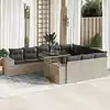 Image de vidaXL Salon de jardin 11 pcs avec coussins gris clair résine tressée