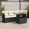 Image de vidaXL Salon de jardin 5 pcs avec coussins noir résine tressée