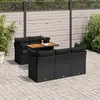 Image de vidaXL Salon de jardin 6 pcs avec coussins noir résine tressée