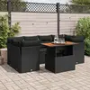 Image de vidaXL Salon de jardin 7 pcs avec coussins noir résine tressée