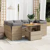 Image de vidaXL Salon de jardin avec coussins 7 pcs beige résine tressée