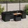 Image de vidaXL Salon de jardin 8 pcs avec coussins noir résine tressée