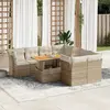 Image de vidaXL Salon de jardin avec coussins 9 pcs beige résine tressée