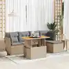 Image de vidaXL Salon de jardin avec coussins 6 pcs beige résine tressée
