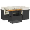Image de vidaXL Salon de jardin 5 pcs avec coussins noir résine tressée
