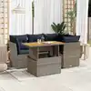 Image de vidaXL Salon de jardin 5 pcs avec coussins gris résine tressée
