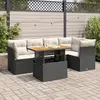 Image de vidaXL Salon de jardin 6 pcs avec coussins noir résine tressée