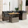 Image de vidaXL Salon de jardin 6 pcs avec coussins gris résine tressée
