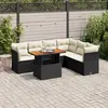 Image de vidaXL Salon de jardin 7 pcs avec coussins noir résine tressée