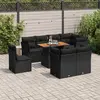 Image de vidaXL Salon de jardin 9 pcs avec coussins noir résine tressée