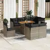 Image de vidaXL Salon de jardin 9 pcs avec coussins gris résine tressée