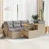 Image de vidaXL Salon de jardin avec coussins 7 pcs beige résine tressée