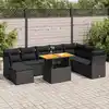 Image de vidaXL Salon de jardin 9 pcs avec coussins noir résine tressée