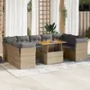 Image de vidaXL Salon de jardin avec coussins 10 pcs beige résine tressée