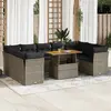 Image de vidaXL Salon de jardin avec coussins 10 pcs gris résine tressée