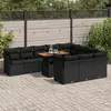 Image de vidaXL Salon de jardin 11 pcs avec coussins noir résine tressée