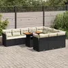 Image de vidaXL Salon de jardin 11 pcs avec coussins noir résine tressée