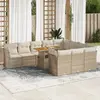 Image de vidaXL Salon de jardin 11 pcs avec coussins beige résine tressée