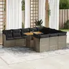 Image de vidaXL Salon de jardin 11 pcs avec coussins gris résine tressée