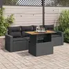 Image de vidaXL Salon de jardin 5 pcs avec coussins noir résine tressée