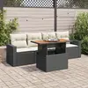 Image de vidaXL Salon de jardin 5 pcs avec coussins noir résine tressée