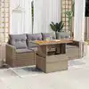 Image de vidaXL Salon de jardin avec coussins 5 pcs beige résine tressée