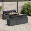 Image de vidaXL Salon de jardin 7 pcs avec coussins noir résine tressée