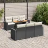 Image de vidaXL Salon de jardin 7 pcs avec coussins noir résine tressée