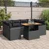 Image de vidaXL Salon de jardin 7 pcs avec coussins noir résine tressée